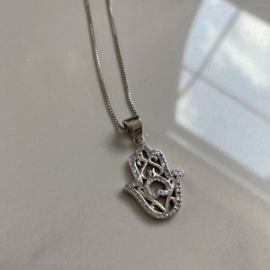 Silver Hamsa Hand Necklace